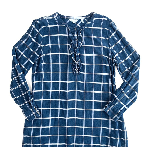 Draper James Navy Bell Sleeve Plaid Shirt Dress Women's $135 - Size 10 | M - Picture 10 of 14